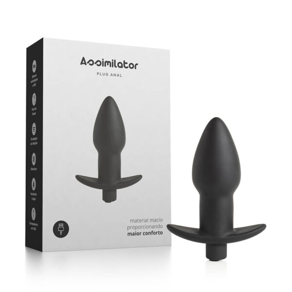 Plug Anal Multivelocidade Recarregável Assimilator Black - 12,5 cm x 4 cm